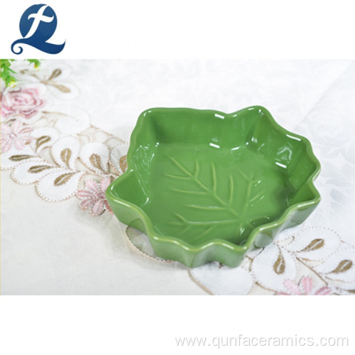 Multi Color Maple Leaf Shape Ceramic Fruit Dish